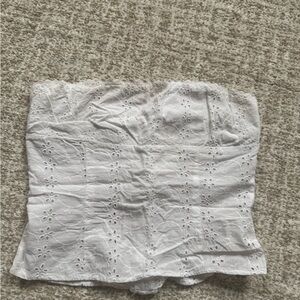 White Eyelet Strapless Top